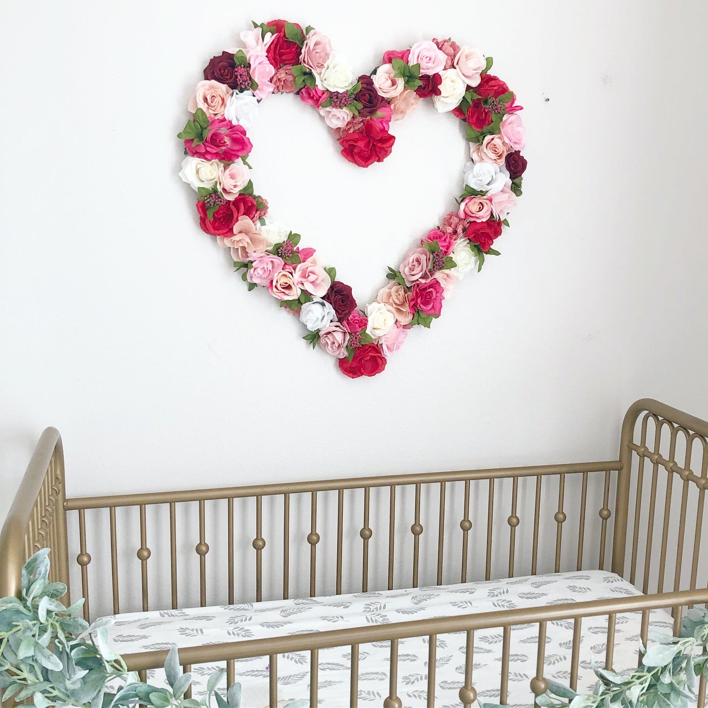 Heart wall hanging floral wedding ceremony