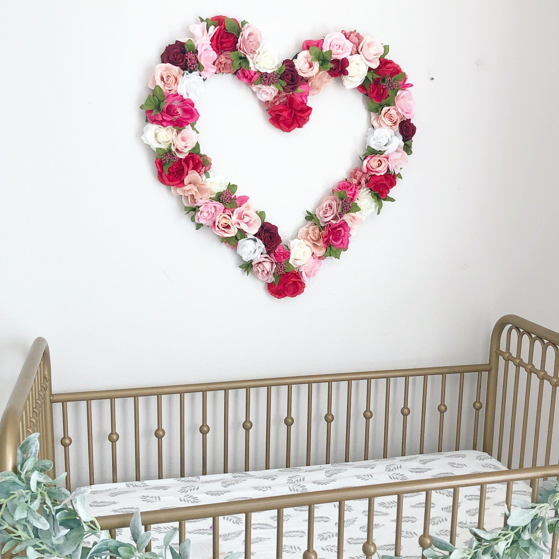 Heart wall hanging floral bridal photo