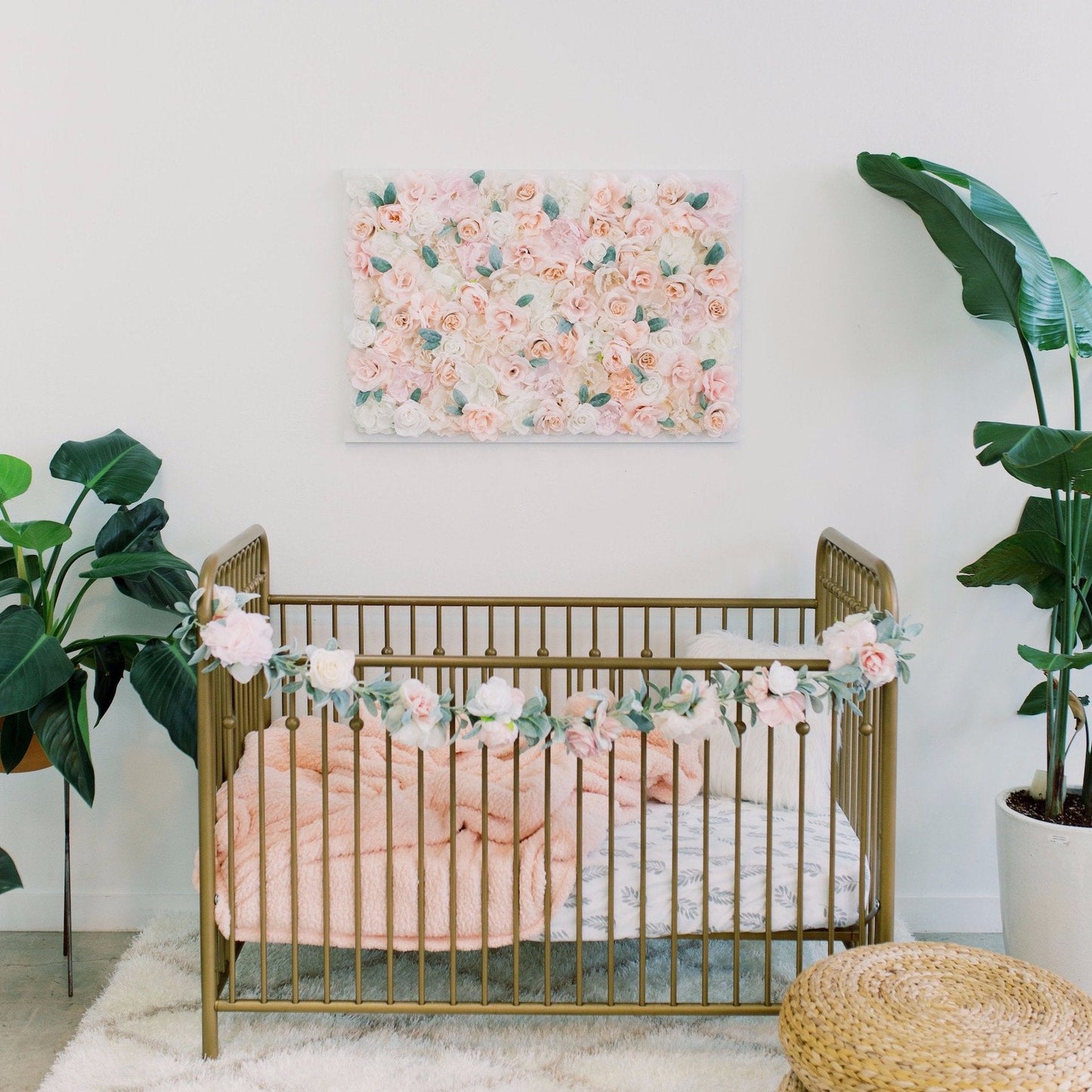 Rose vine silk flower garland decor