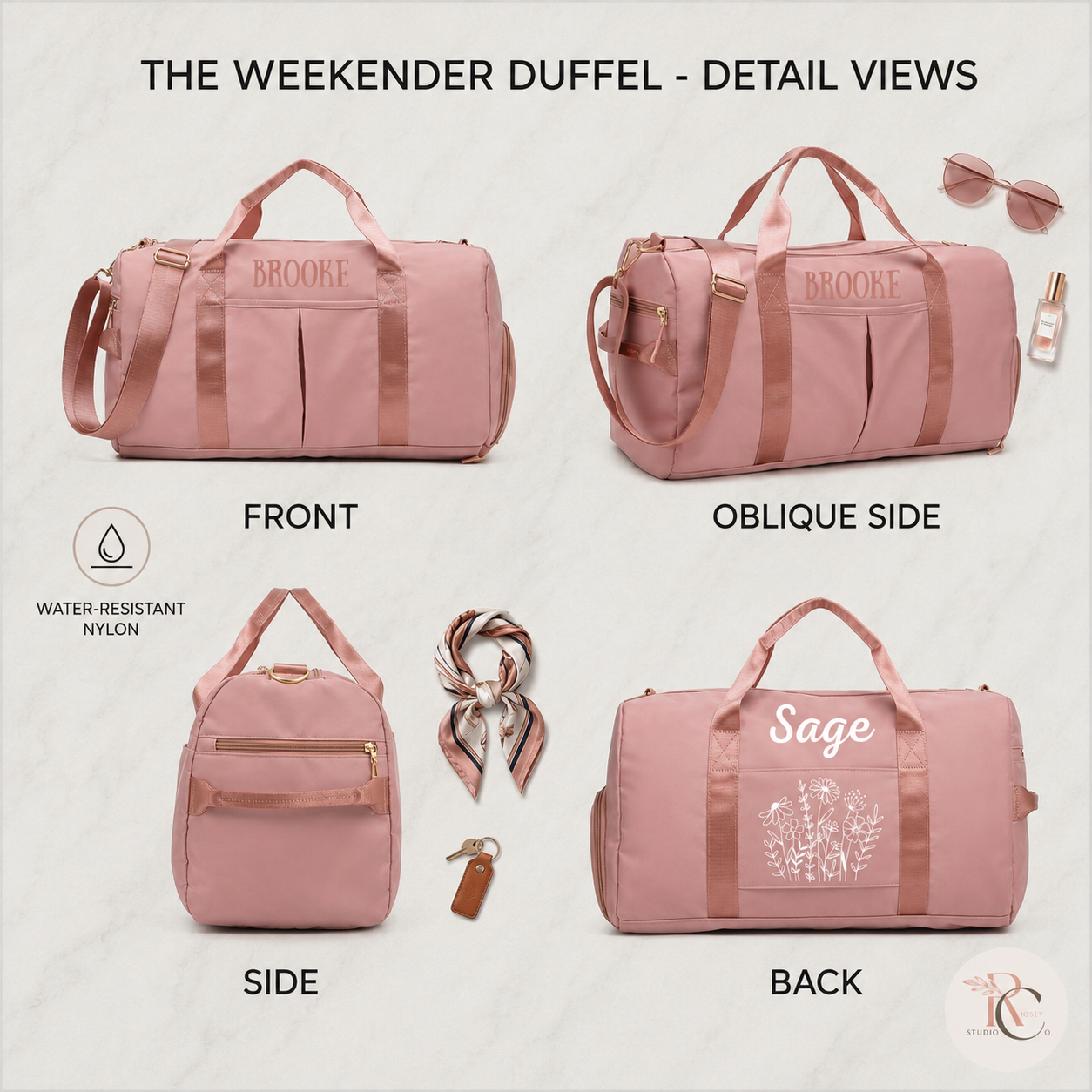Personalized Weekender Bag Carry-on Size Travel Duffel
