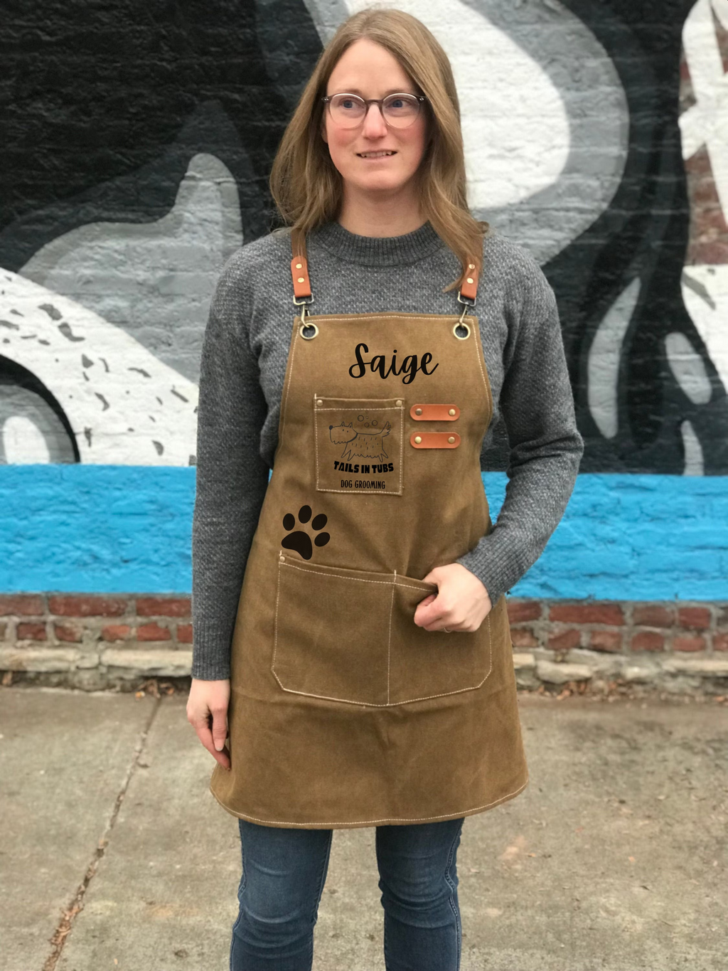 Dog Groomer Apron with Pockets Water Resistant Smocks for Pet Stylists