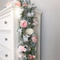 Custom floral garland fireplace decor