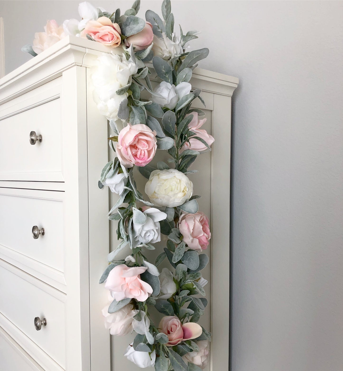 Blush personalized nursery floral garland accent