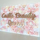 Flower wall name sign salon business backdrop decor