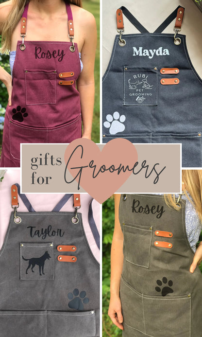Dog Groomer Apron with Pockets Water Resistant Custom Grooming Smock
