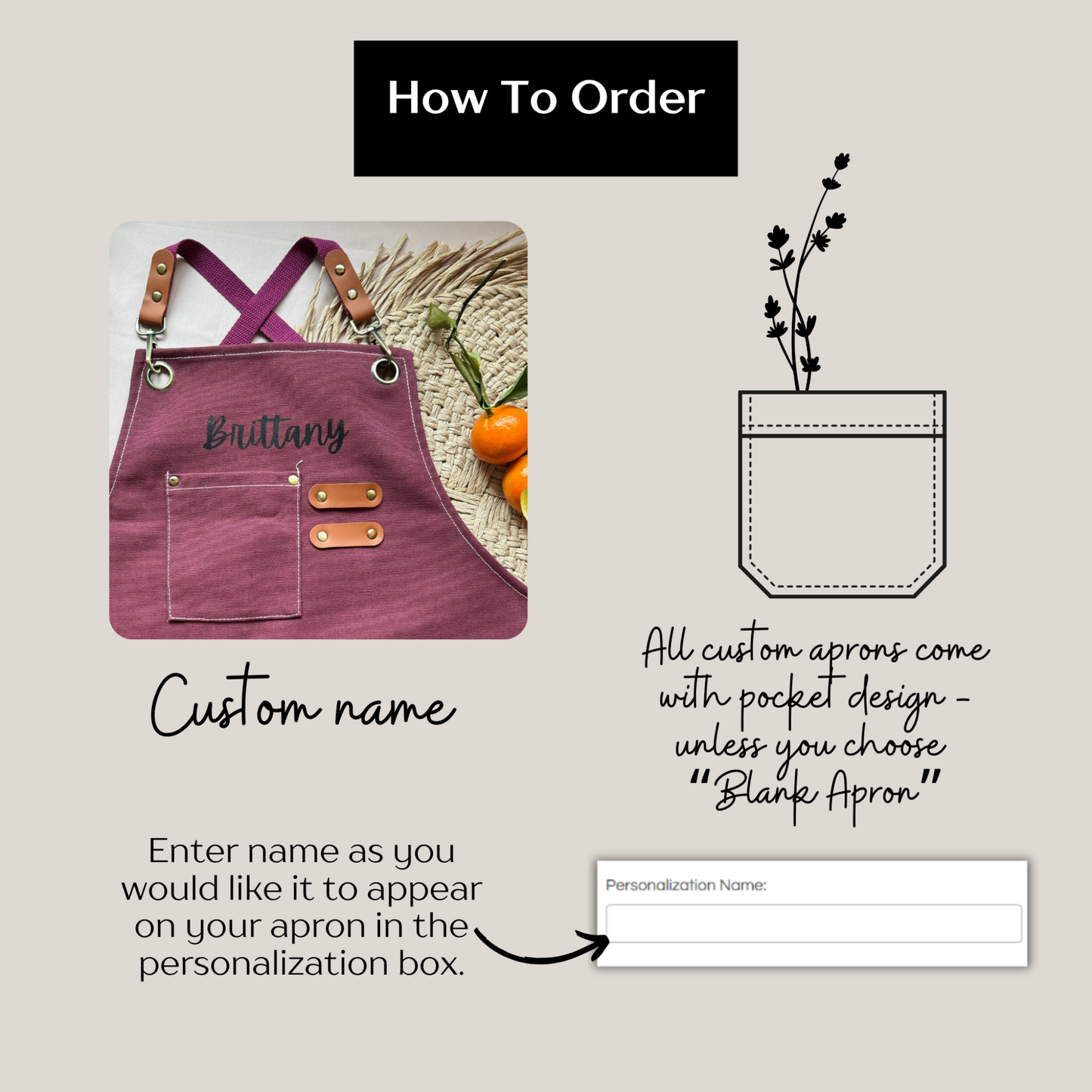 Florist Custom Garden Apron with Pockets