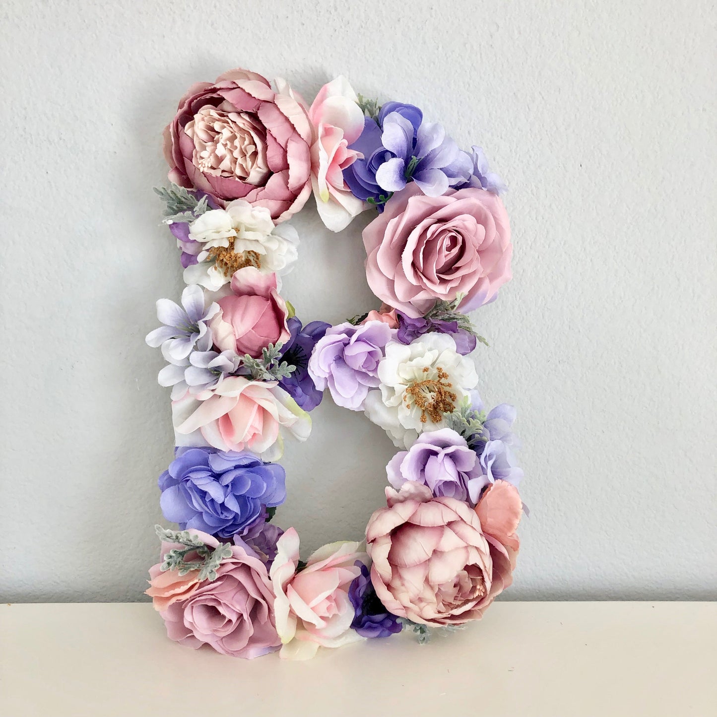 Floral letter purple peony boho nursery