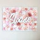 Flower wall name sign living room silk floral decor