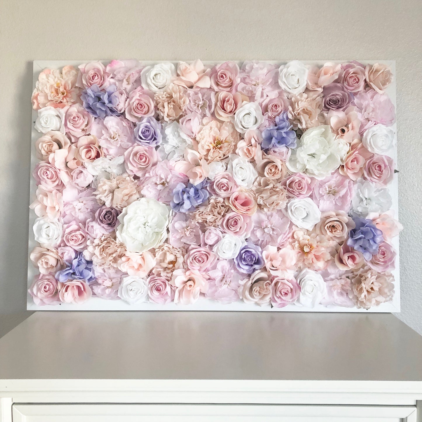 Blush floral backdrop letter flower wall decor art