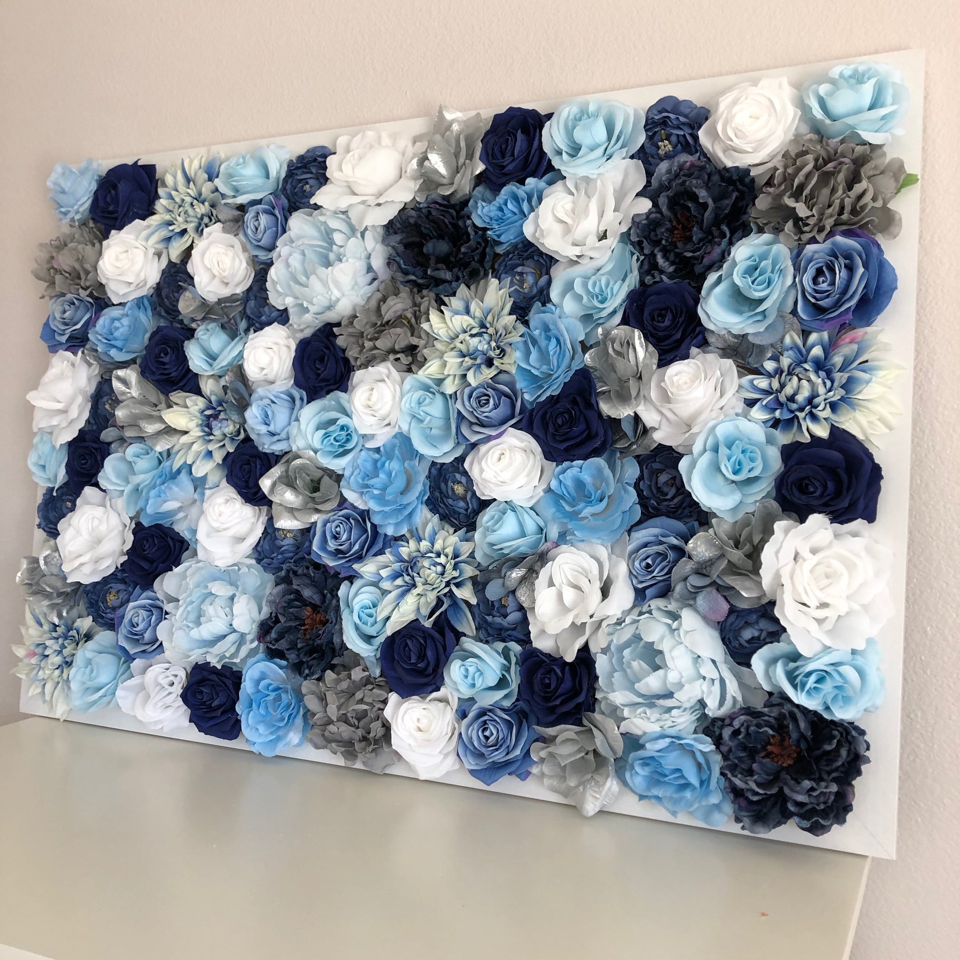 Blue flower wall dahlia peony backdrop decor