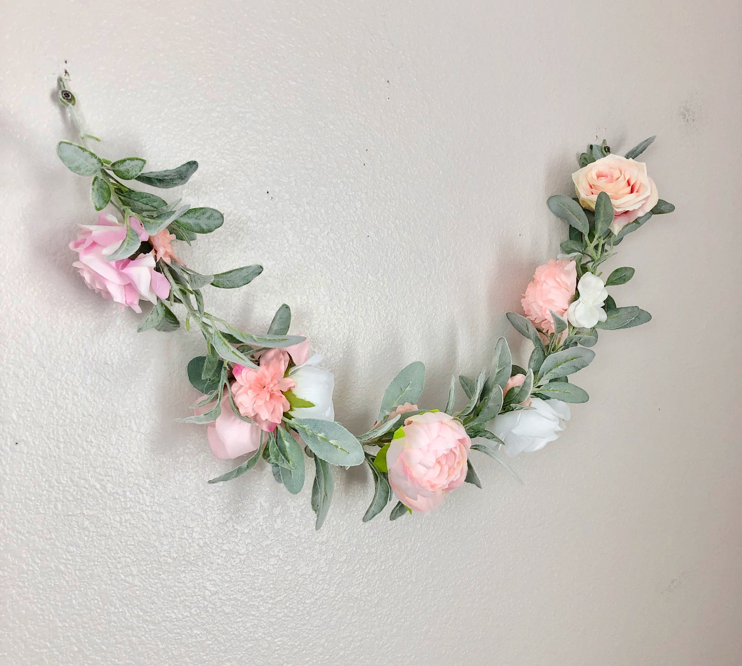 Wedding garland boho lambs ear peony