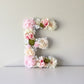Wedding initial backdrop floral letter faux silk blooms ceremony