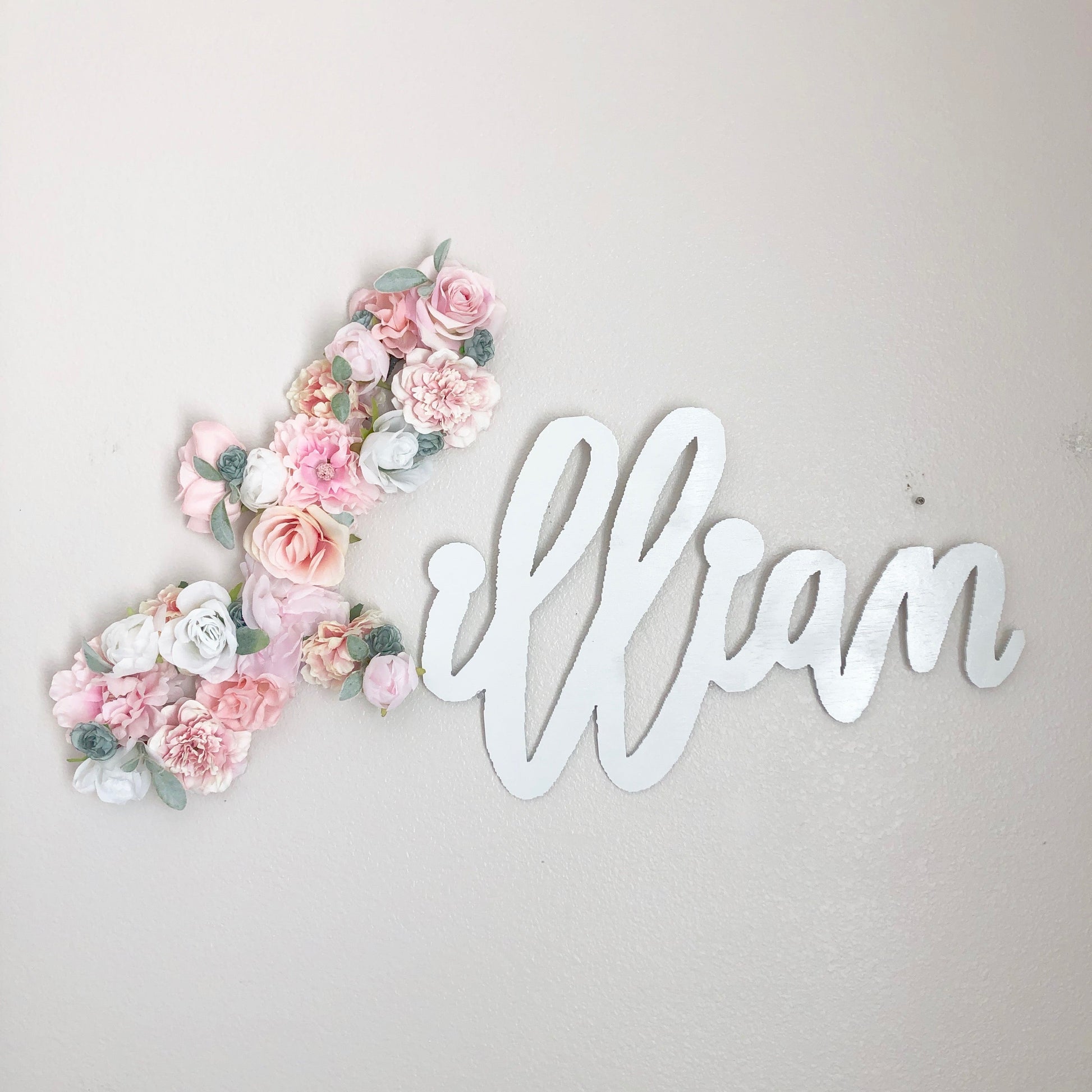 Floral wood name sign nursery