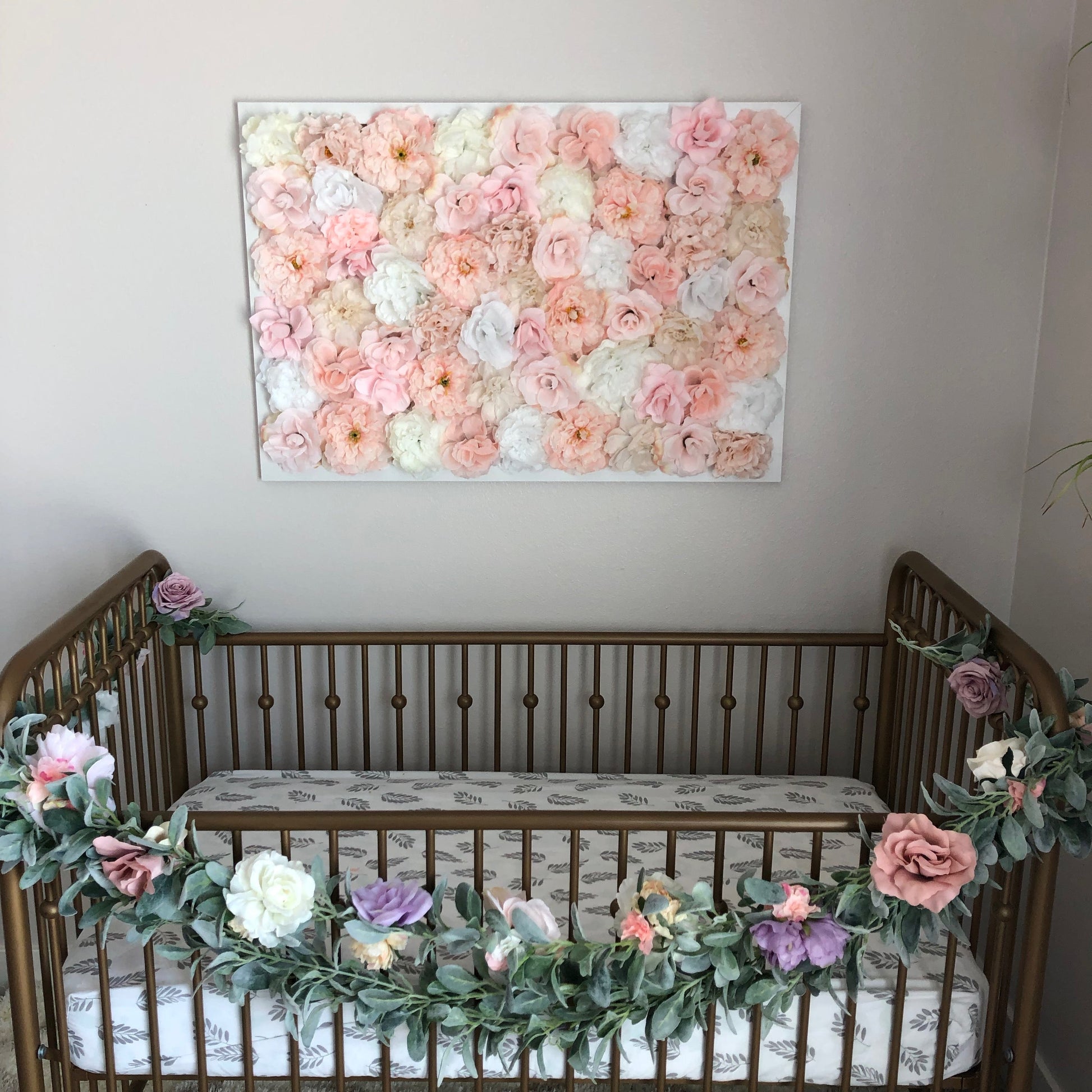 Flower wall crib gold girl nursery