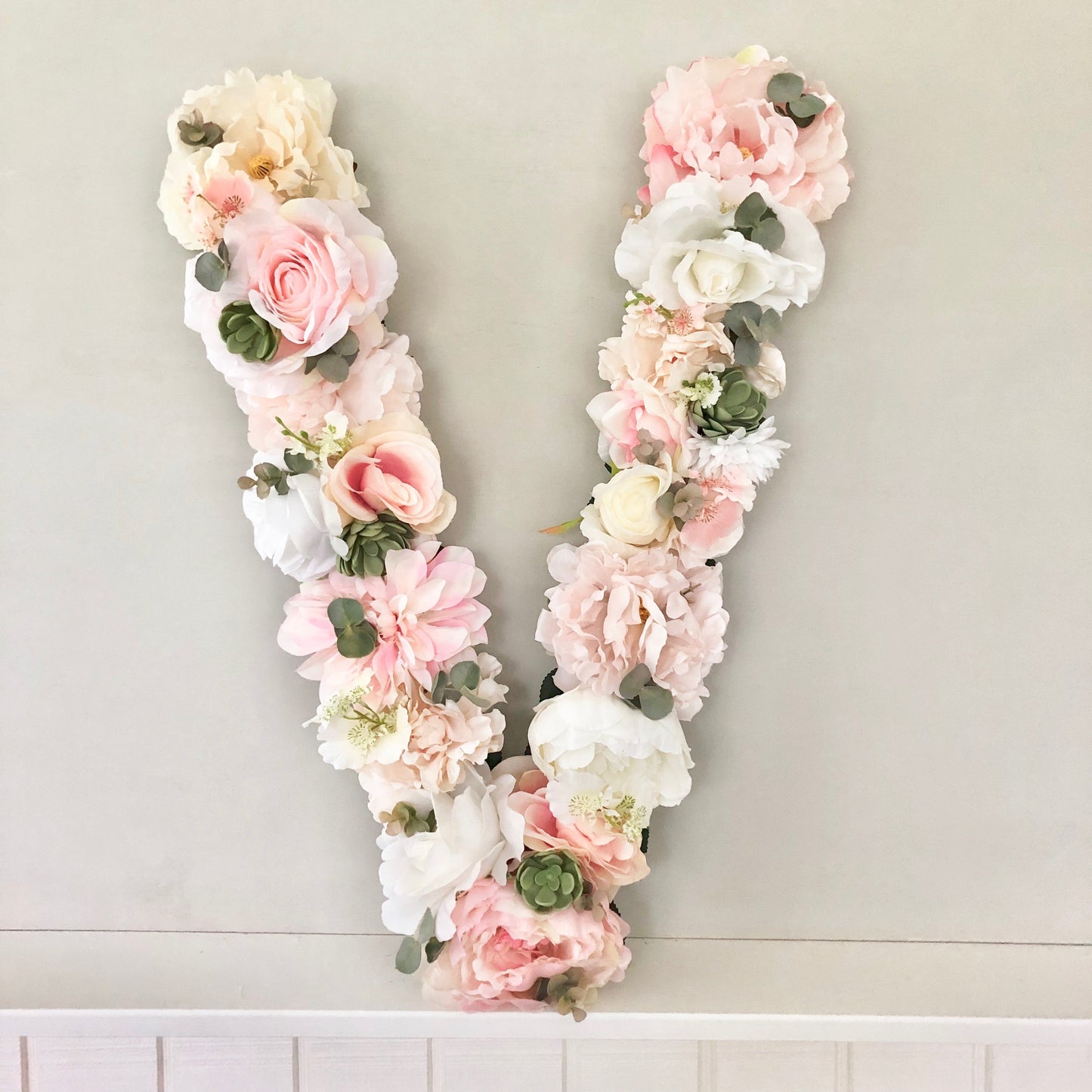 Shabby chic floral letter wedding decor photo prop initial