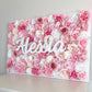 Pink custom flower wall name sign wedding