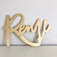 Gold painted wood name sign