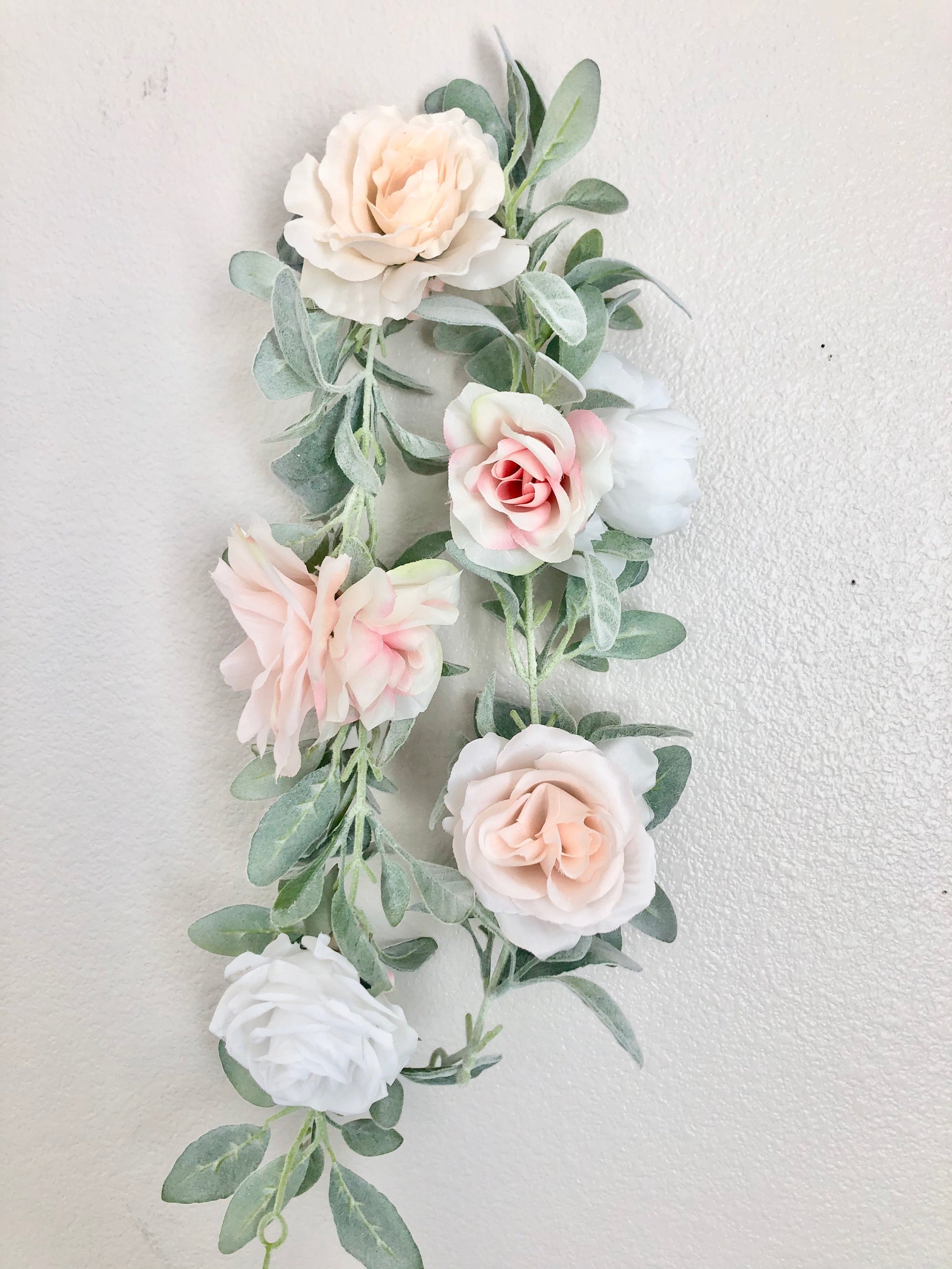 Peach blush garland baby shower decor art