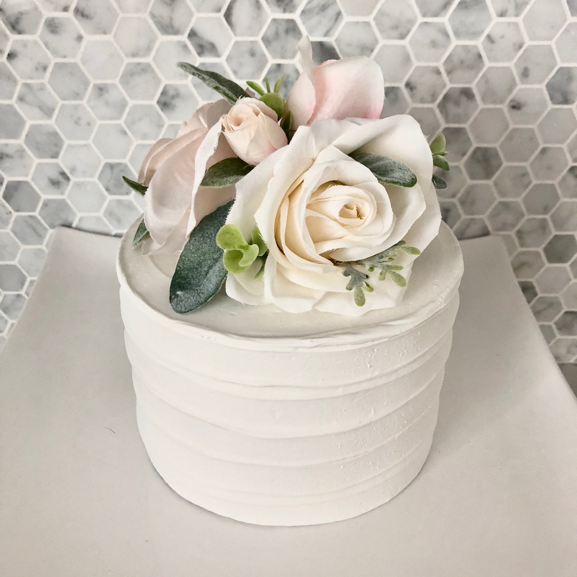 Ivory floral wedding cake topper