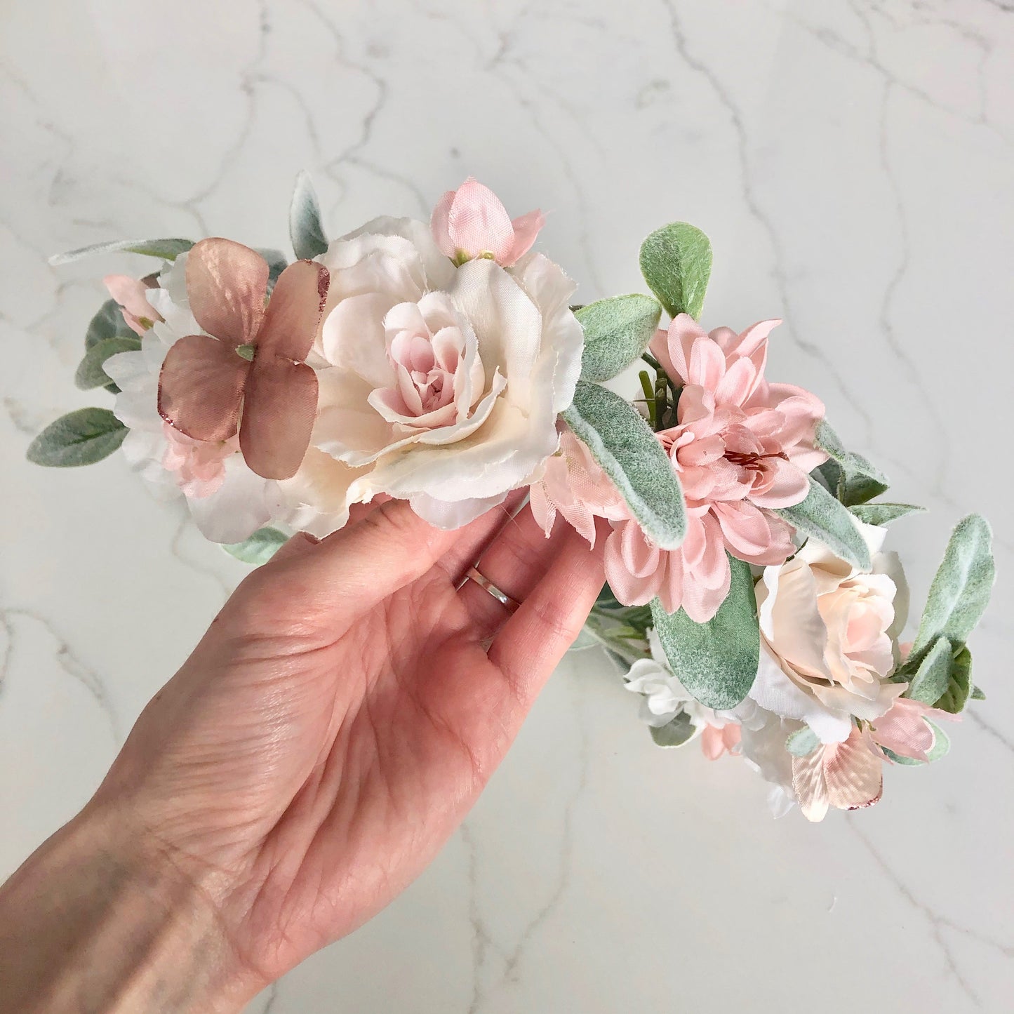 Custom boho wedding flower crown silk peonies