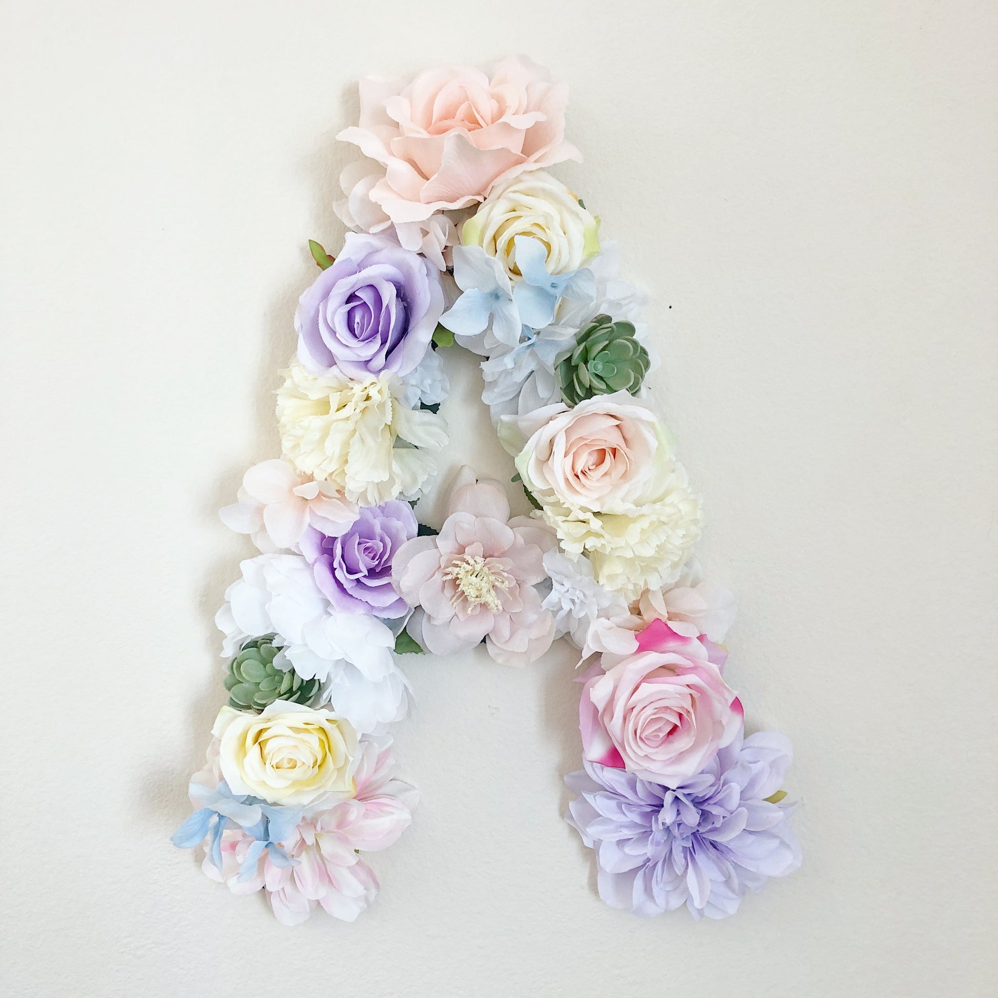 Floral letter pastel rainbow nursery handmade