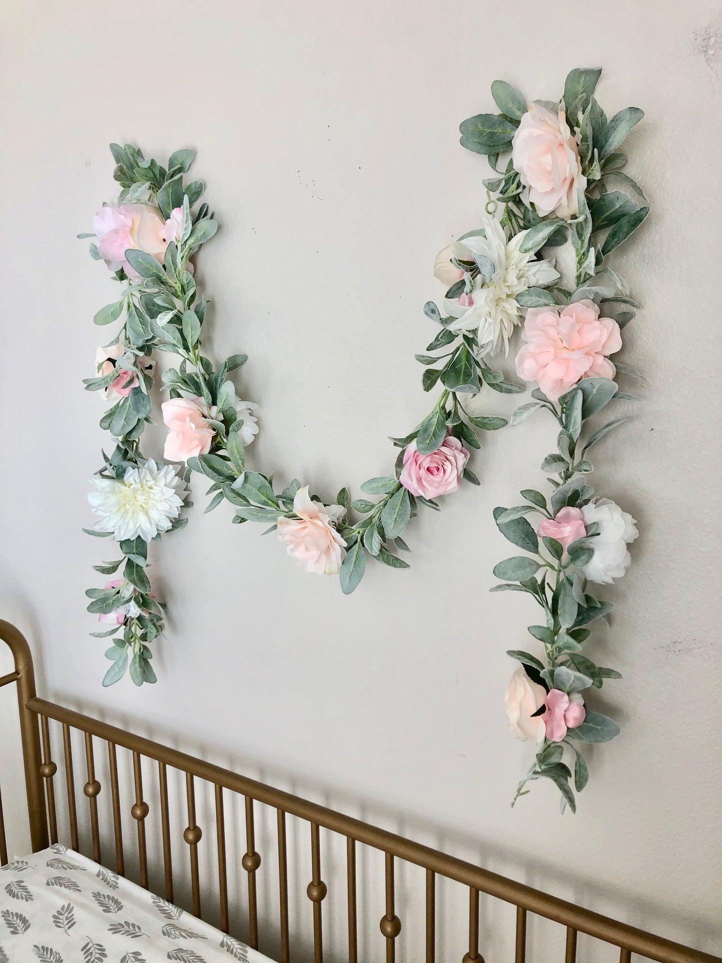 Blush peony garland home wall decor arrangement