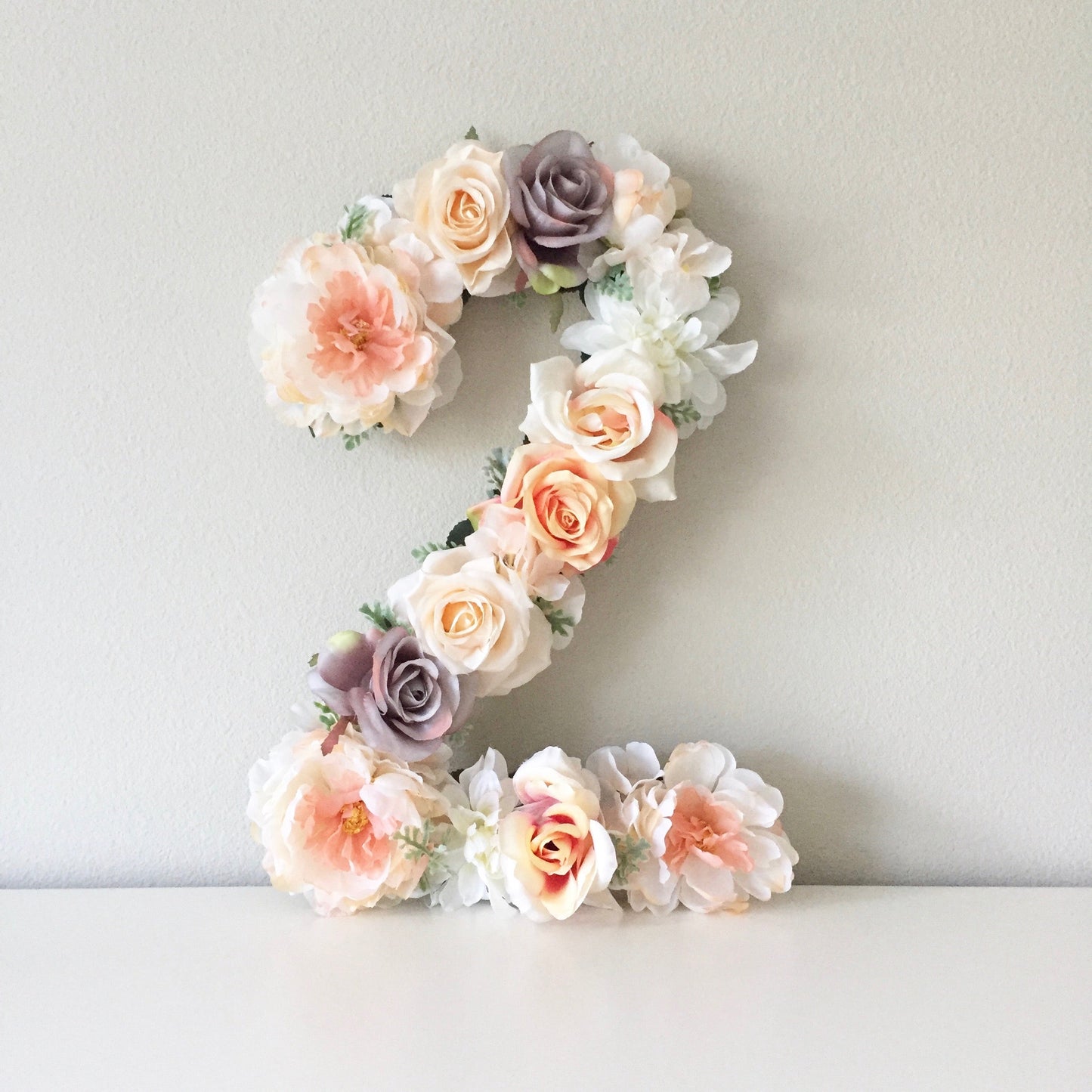 Wedding floral number faux flower photo backdrop