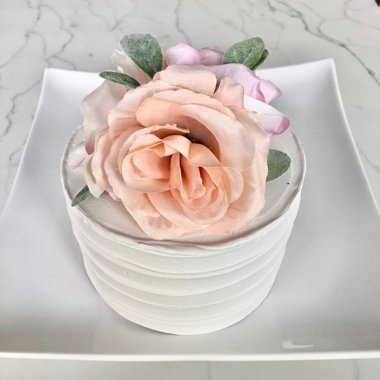 Girl birthday floral cake topper pink gold celebration