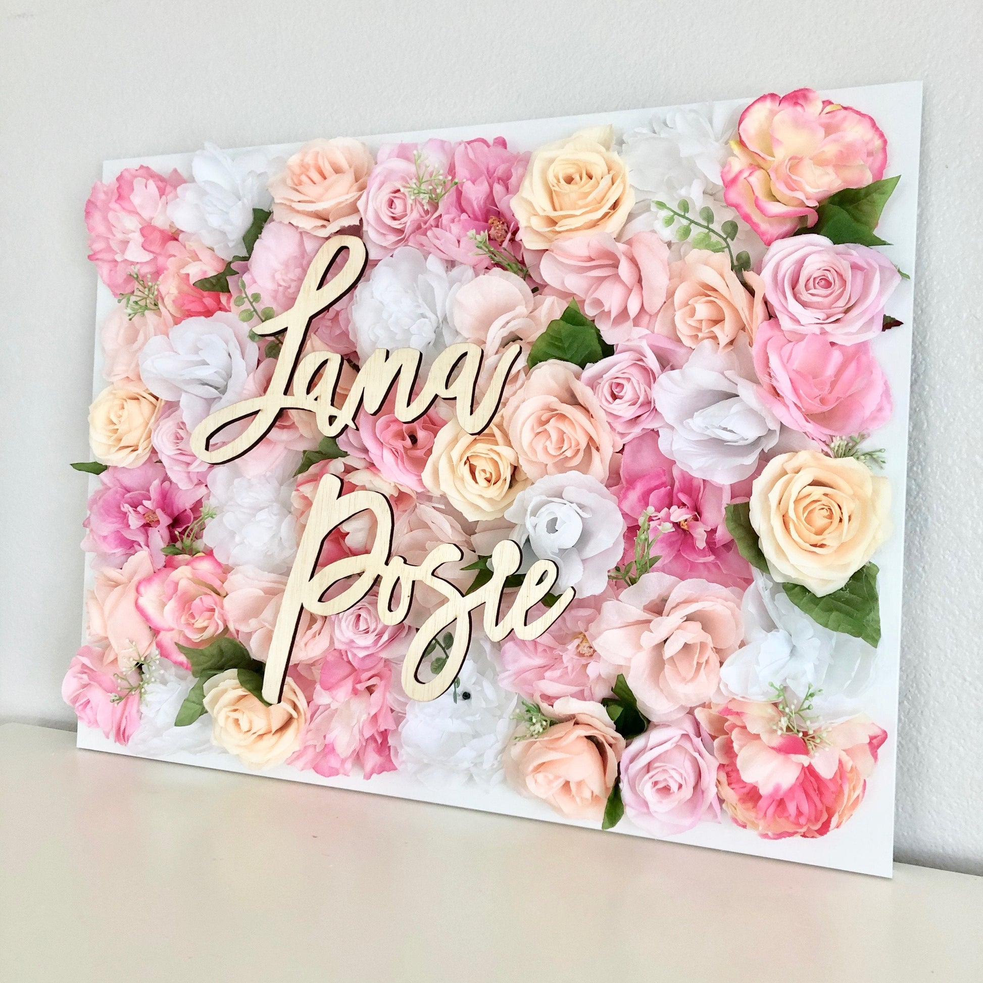 Office flower wall name sign business workspace decor