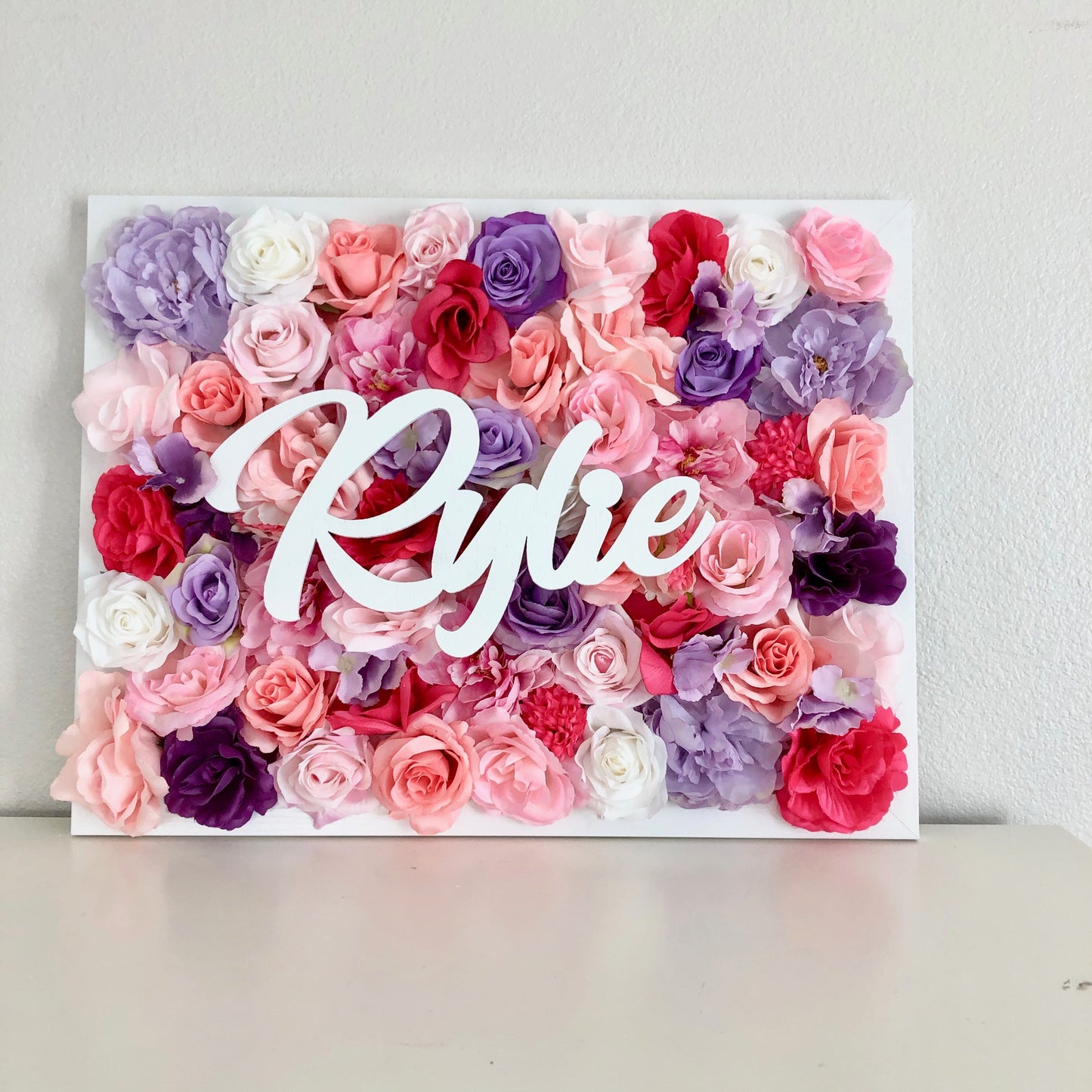 Baby girl flower wall name sign blush pink nursery decor