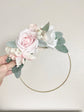 Floral hoop with custom baby name for nursery wall art