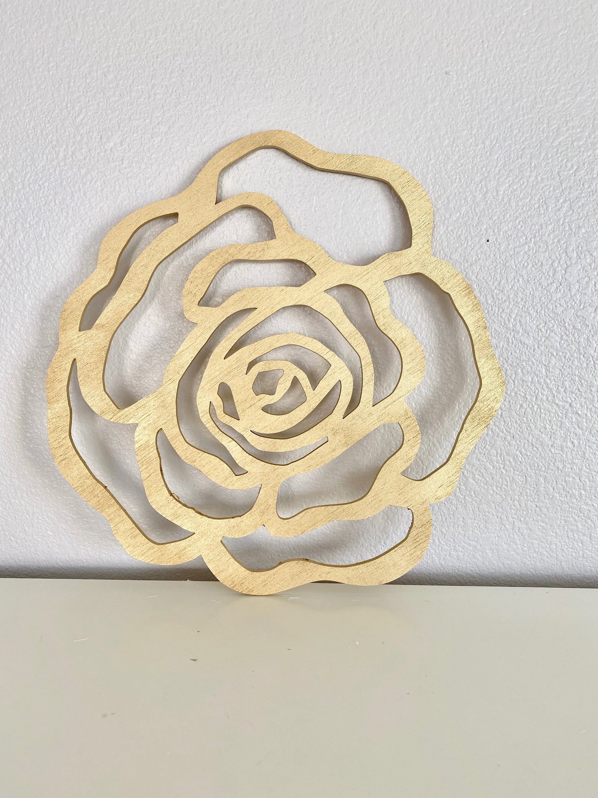 Wood flower rose cutout wall art home decor