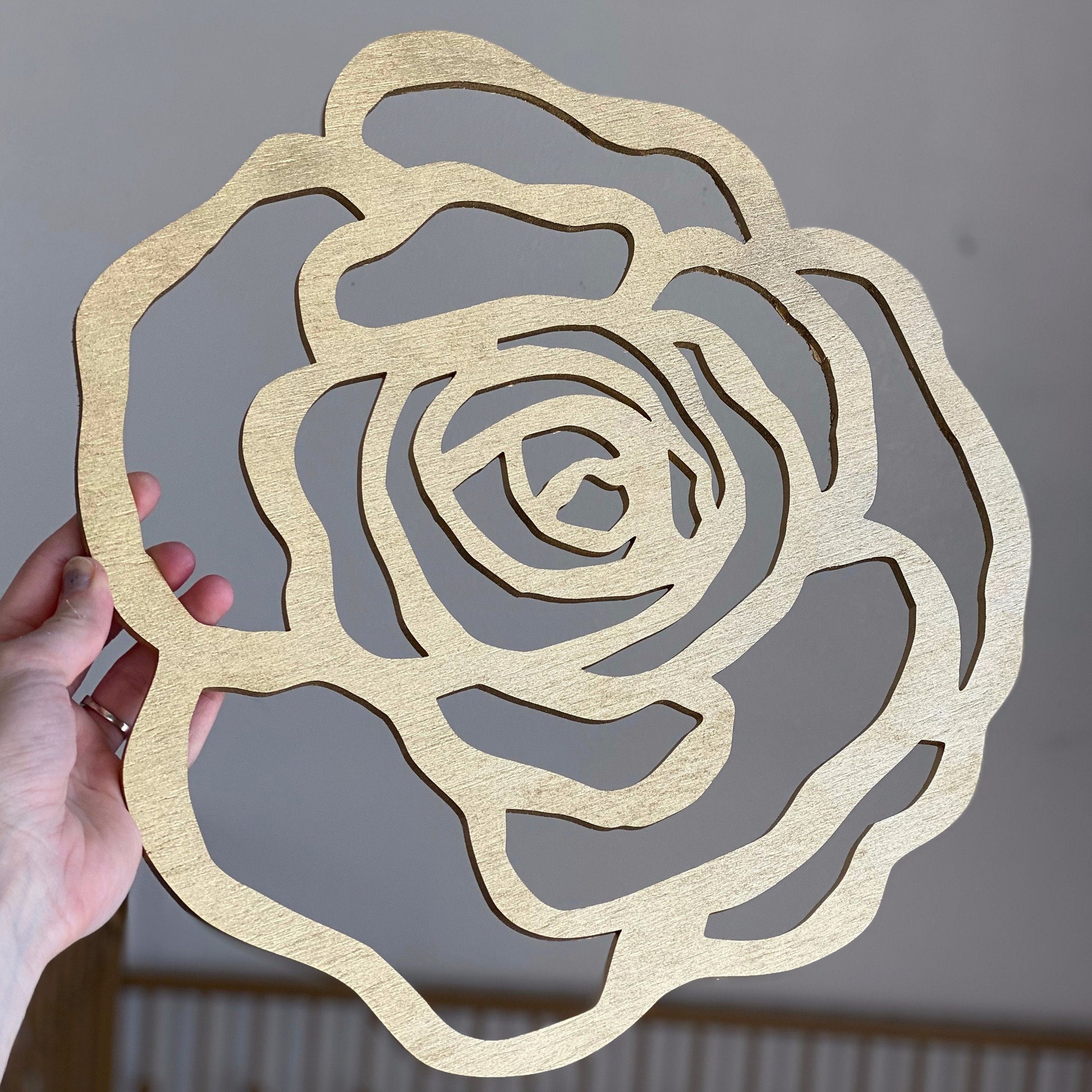 Wood flower rose cutout wall decor unfinished