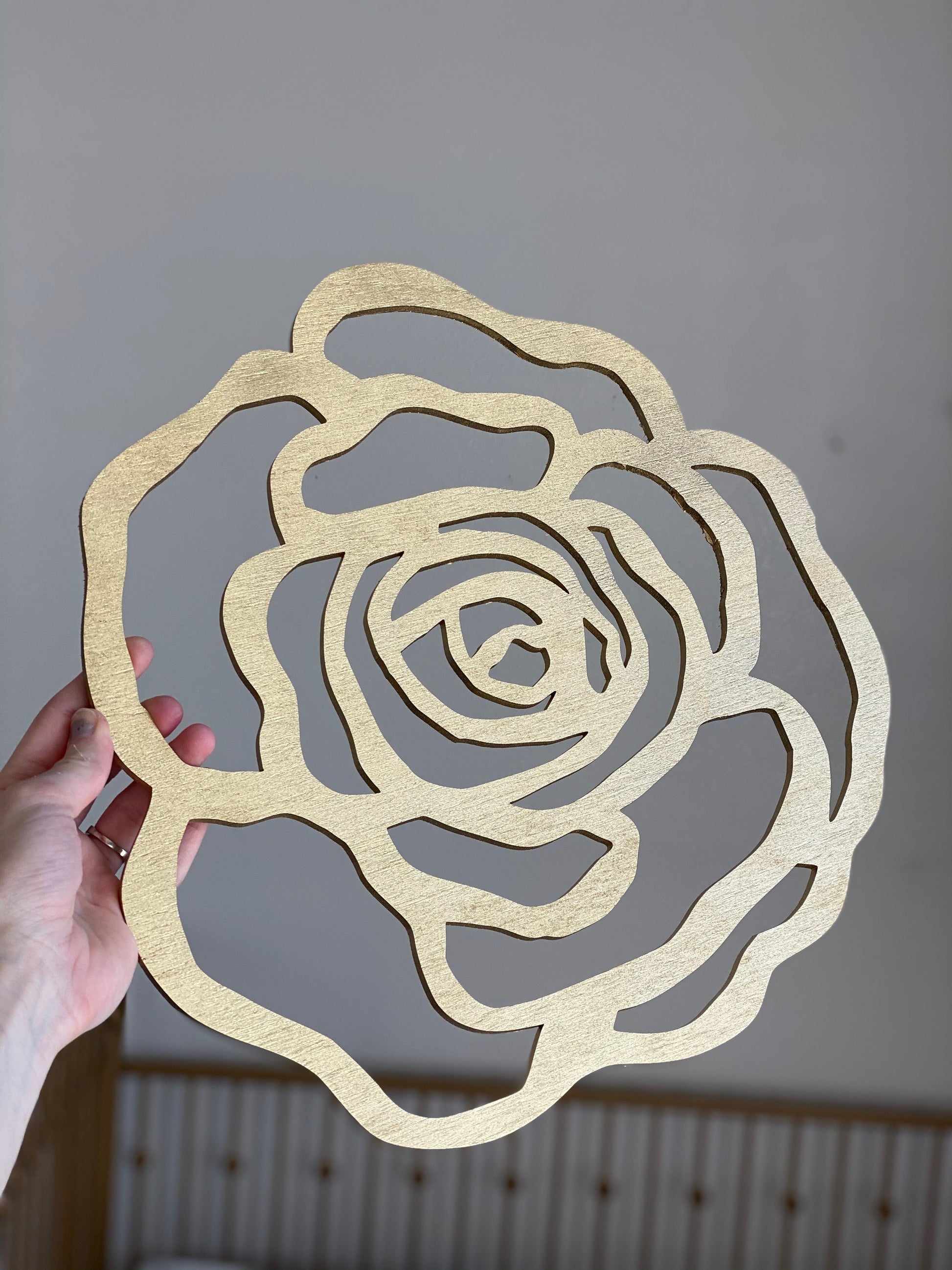 Wood rose flower cutout unfinished wood decor