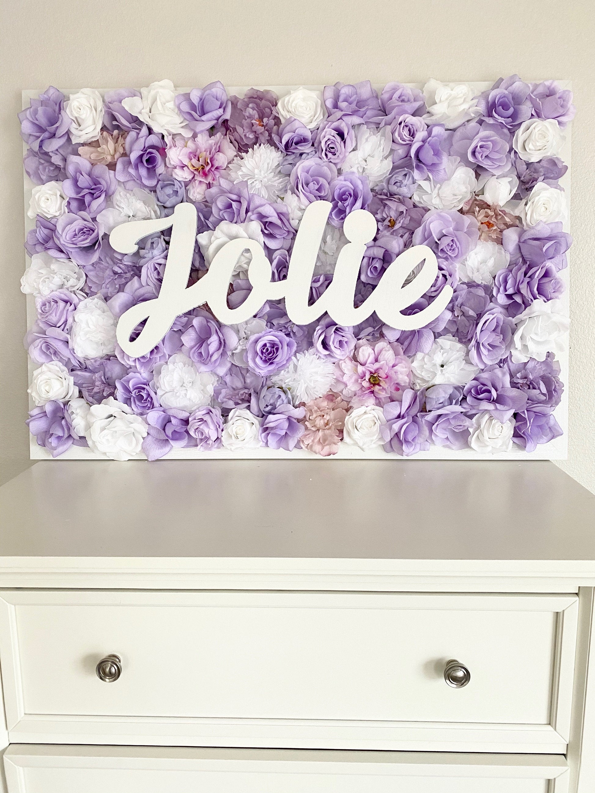 Nursery floral wall personalized name