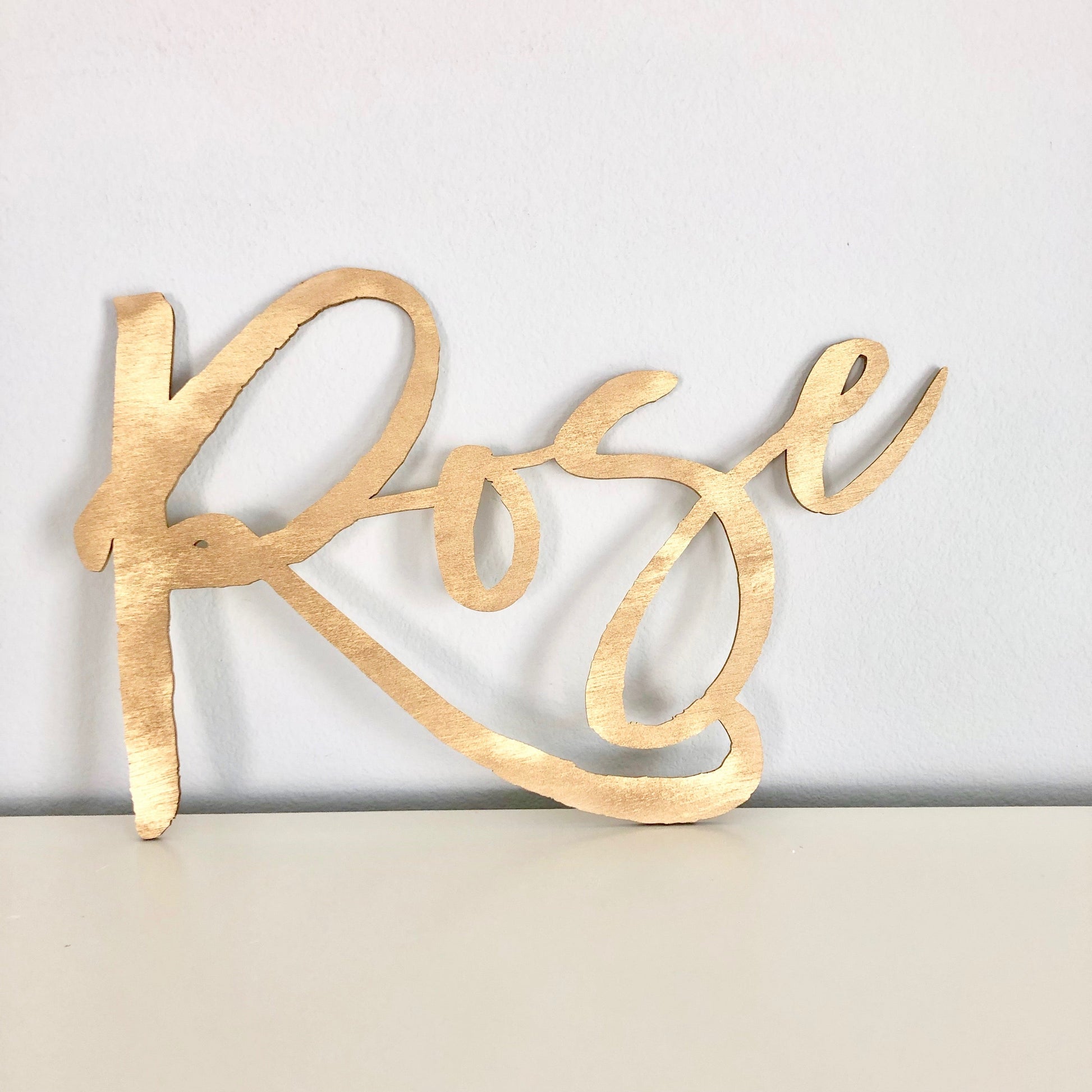 Gold wood name sign wall art decor