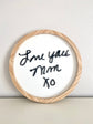 Custom wood handwriting sign - child's first words preserved in laser cut wood