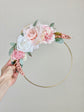 Hand-crafted personalized floral hoop for baby nursery