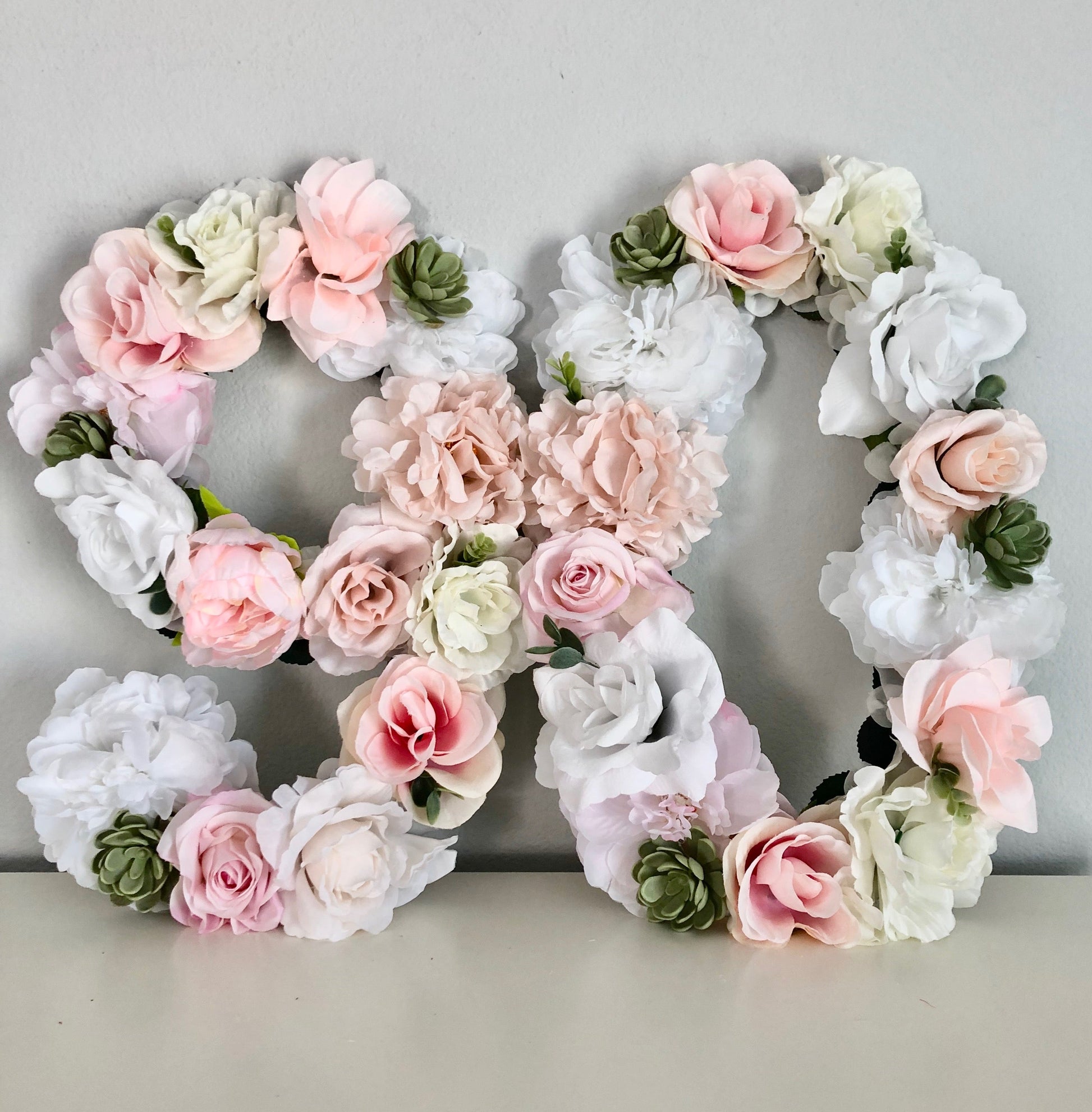 Ninetieth birthday floral number faux flower party