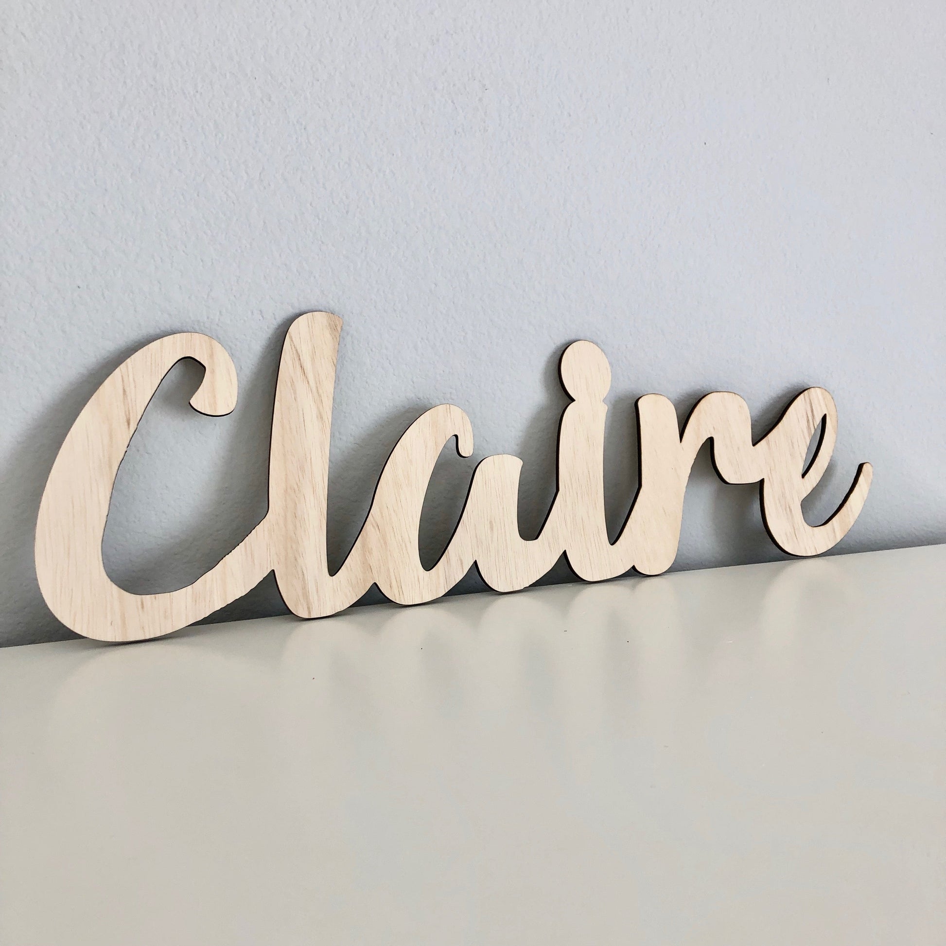 Script wood name sign art personalized