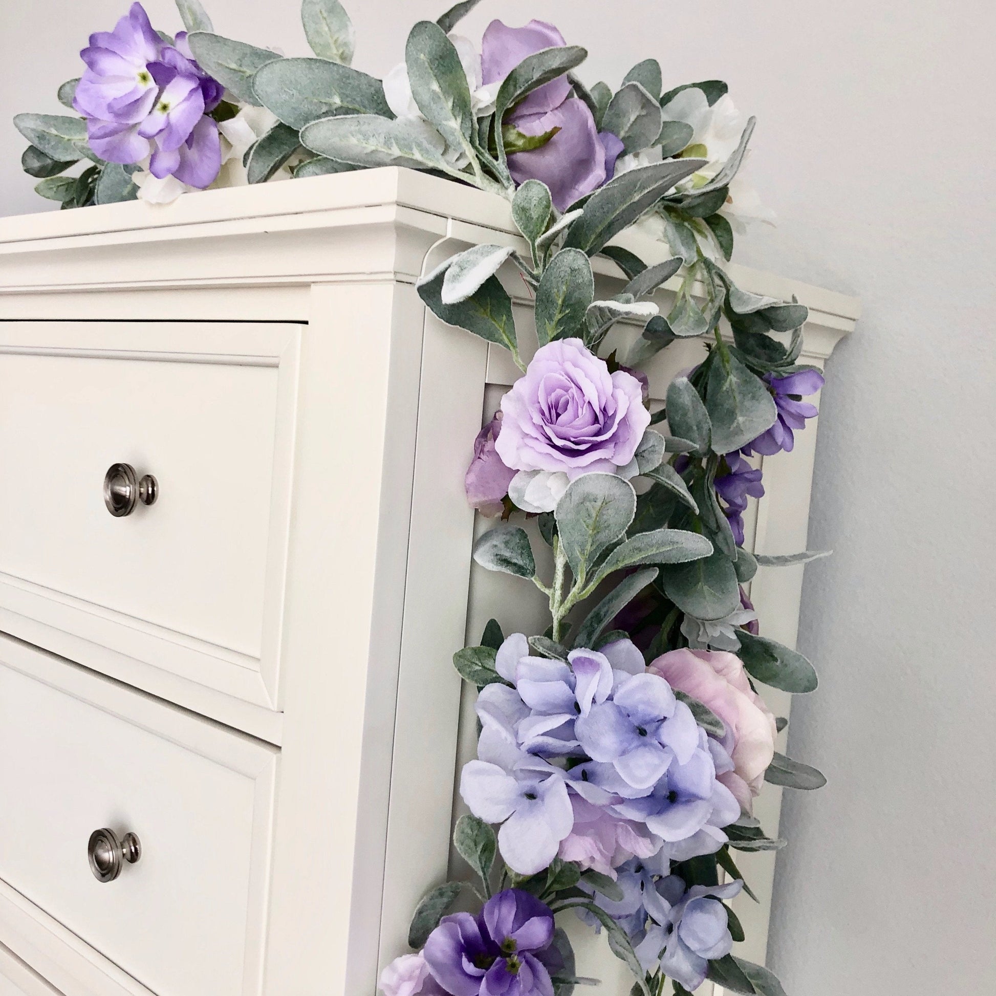 Custom silk garland nursery baby shower decor