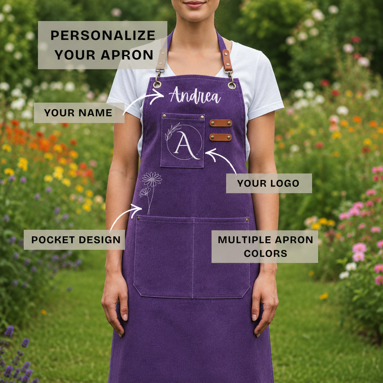 Canvas Gardening Apron Personalized Tool Organizer
