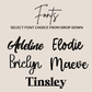 Flower wall name sign font options wedding