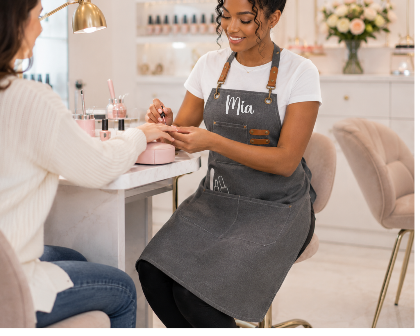 Personalized Nail Tech Apron Custom Name Salon Gift