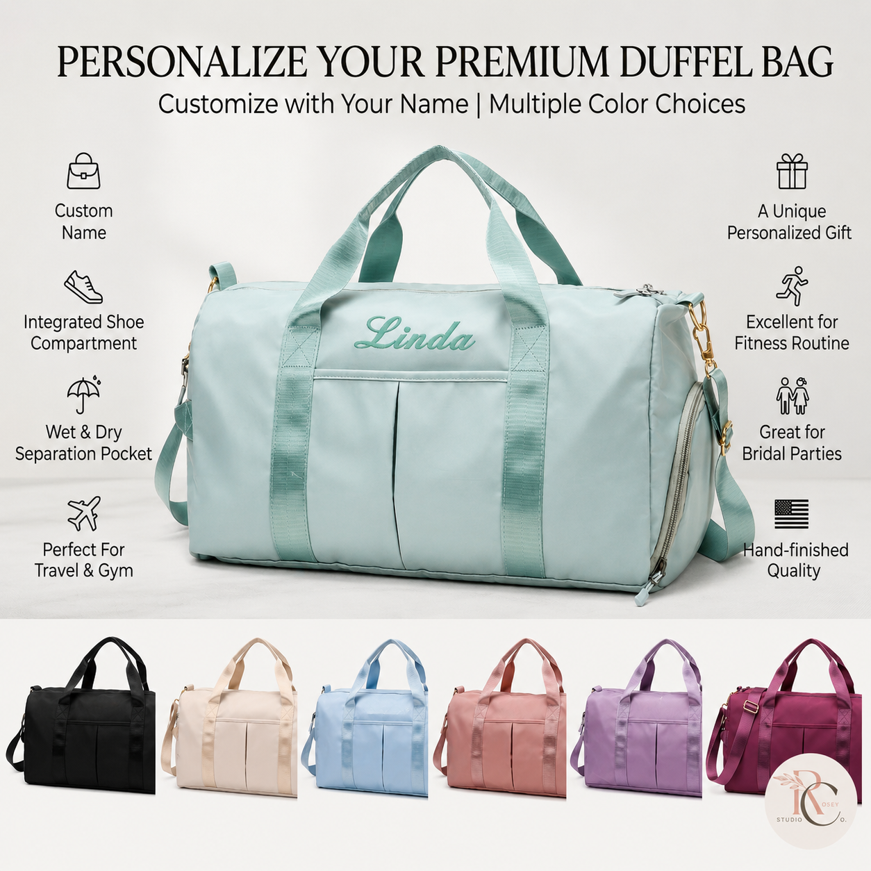 Personalized Weekender Bag Carry-on Size Travel Duffel