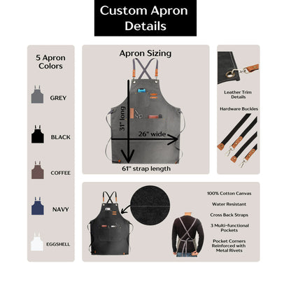 Custom BBQ Apron for Men Grill Master Aprons with Tool Storage Pockets