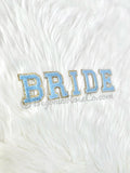 BRIDE chenille letter patches color guide bridal shower sew-on iron-on set