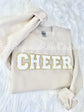 Chenille CHEER patch sweatshirt in sand color - cheer mom sweatshirt