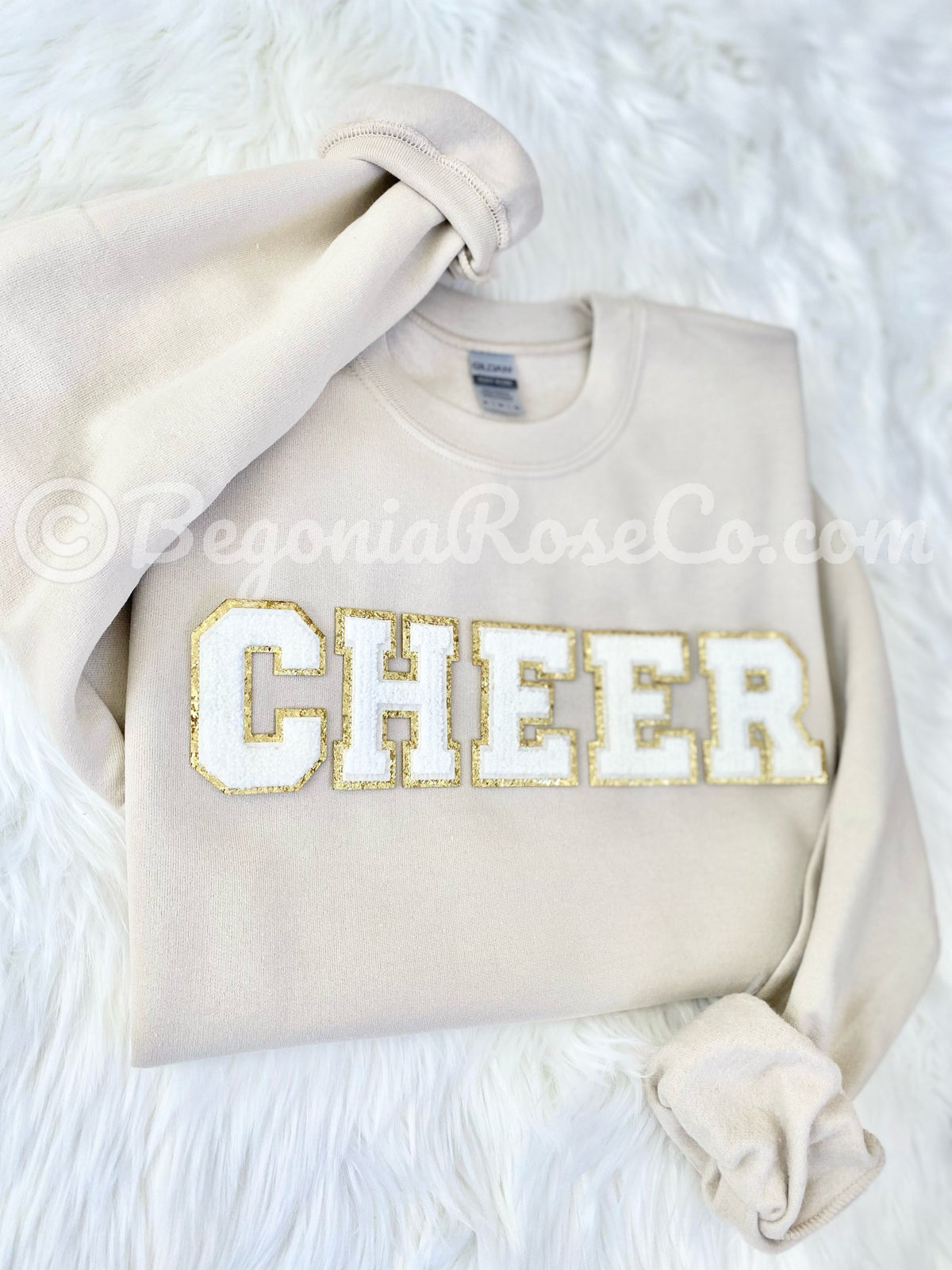 Chenille CHEER patch crewneck sweatshirt in black - cheerleader sweatshirt