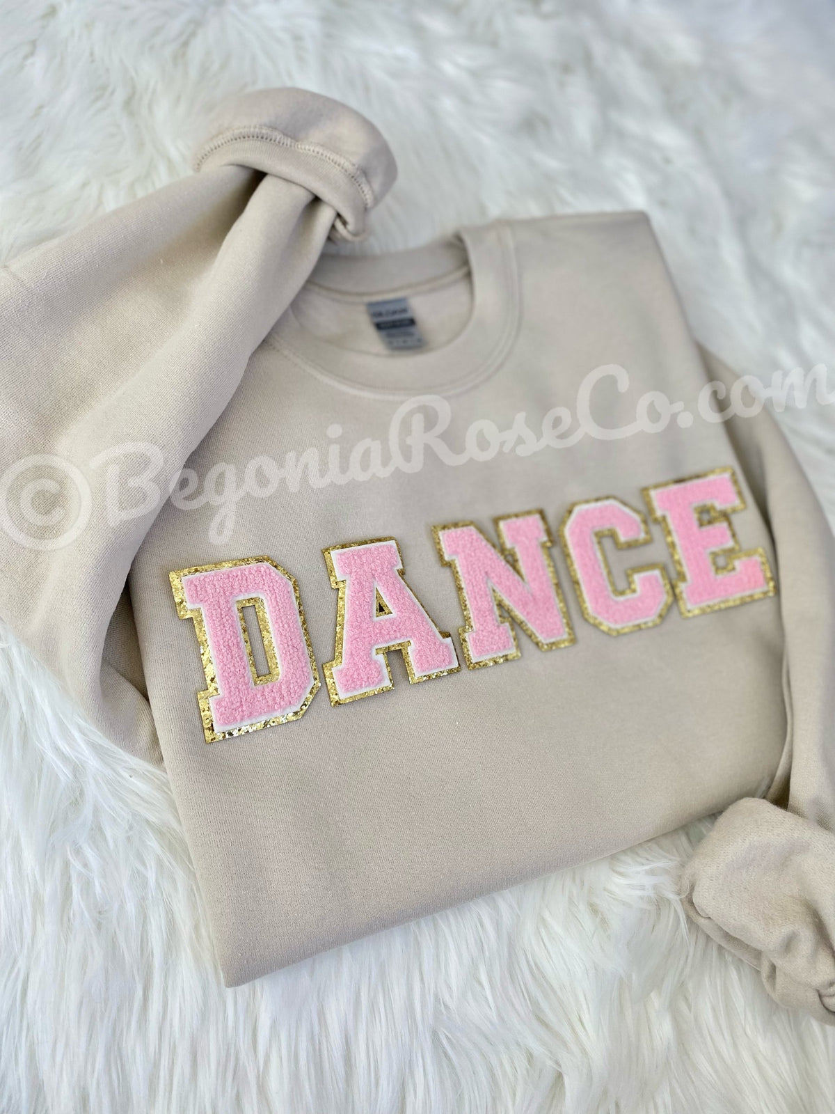 Youth size DANCE chenille patch crewneck sweatshirt for young dancers